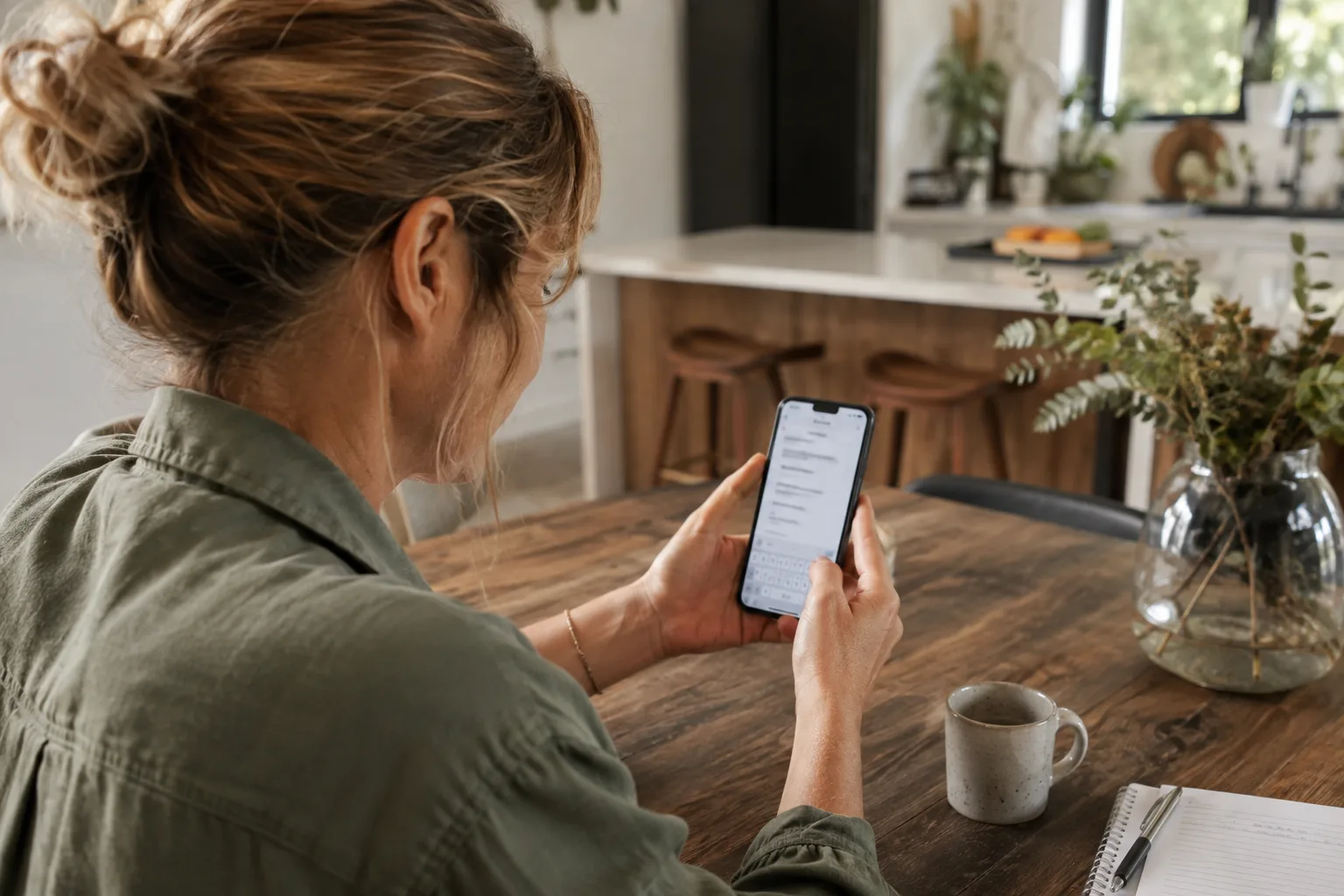 A homeowner submitting a service enquiry on a phone.
