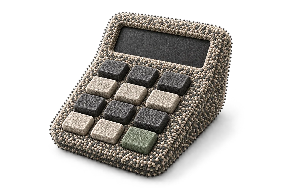 Compact calculator for estimating, with a blank display and keypad