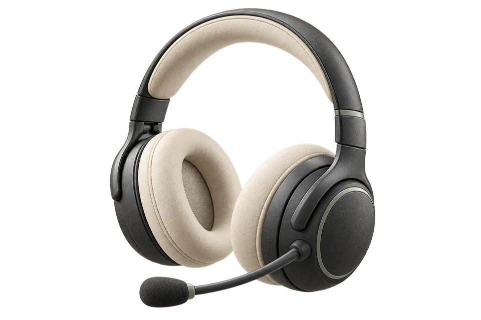 Professional telephone headset with an adjustable microphone boom